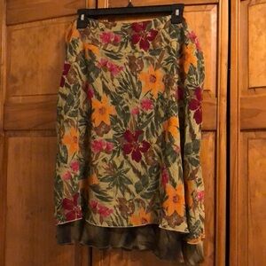 NWT RQT Green Floral Skirt XL